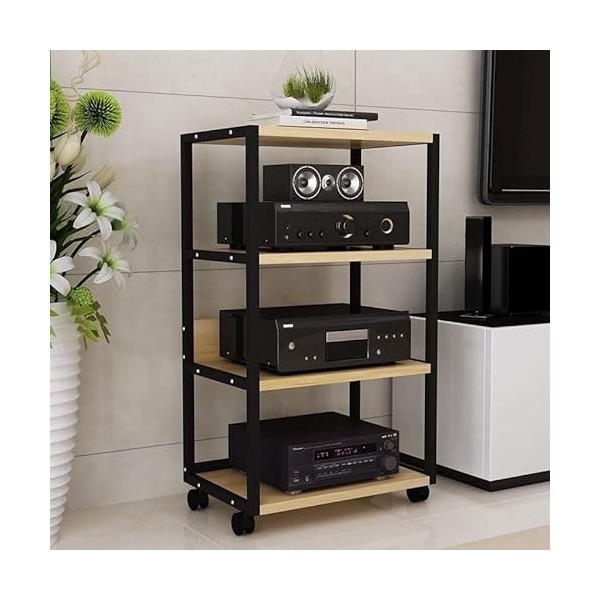 YCOVSFP Armoire De Support Multimédia Audio Vidéo avec 4 Étagères, Support Multimédia AV, Étagère dangle, Tour De Support Au