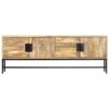 Meuble TV en bois massif fabriqué à la main - Meuble TV en bois - Meuble TV 140 cm - Console multimédia rustique sculptée - G