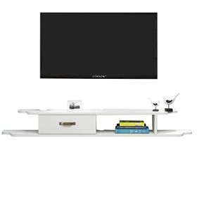 JUNNIU Meuble TV Mural Console Média Murale Asymétrique, Meuble TV Flottant, Étagères De Rangement Murales, Meuble TV 47.2/55