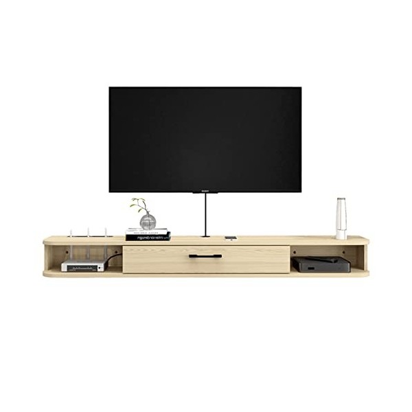JUNNIU Meuble TV Mural Étagère De Composants De Meuble TV Flottant, Console De Meuble De Télévision Murale 120/140Cm, Étagère