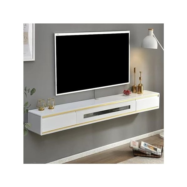 Meuble TV Flottant, Meuble De Rangement pour sous Le Téléviseur, Gestion des Câbles TV Mural, Petit Meuble TV pour Appartemen