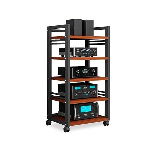 Meuble De Rangement Multimédia, Support Multimédia AV Amovible À 5 Niveaux Avec Étagère En Bois Réglable En Hauteur, Adapté A