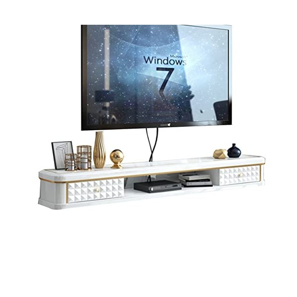 EsEntL Étagère Murale Flottante pour Meuble TV, 100/120/140 cm, étagère de Rangement multimédia pour Table de télévision en B