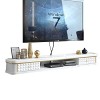 EsEntL Étagère Murale Flottante pour Meuble TV, 100/120/140 cm, étagère de Rangement multimédia pour Table de télévision en B