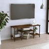 Higsose Meuble TV Design Élégant Chêne Fumé 102x35x45,5 cm Bois dingénierie Meuble de Multimédia avec Pieds en Métal Meuble 