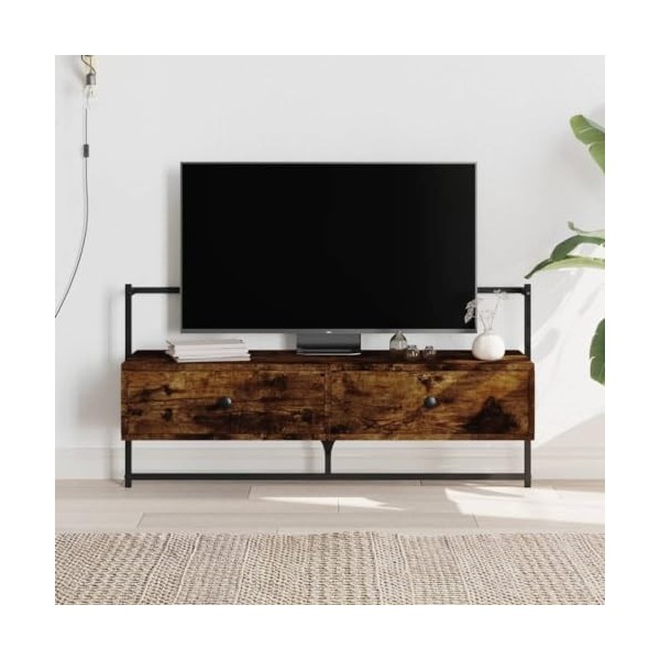 vidaXL Meuble TV Mural chêne fumé 100,5x30x51 cm Bois dingénierie