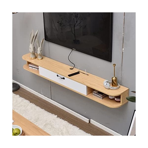Étagère TV Flottante, Meuble TV Mural, Console multimédia de Divertissement, Meuble de Rangement Central, boîtier décodeur, M
