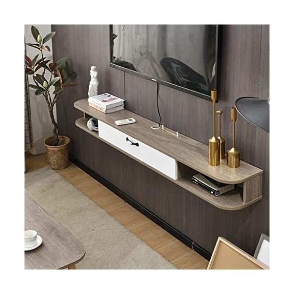 Étagère TV Flottante, Meuble TV Mural, Console multimédia de Divertissement, Meuble de Rangement Central, boîtier décodeur, M
