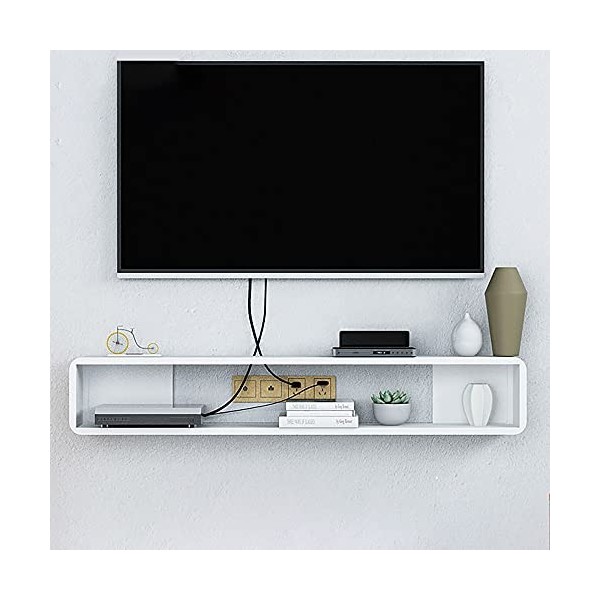 Meuble TV Flottant,Meuble TV,Console multimédia Murale pour Salon,Chambre à Coucher,Noir,100 cm,Blanc,80 cm