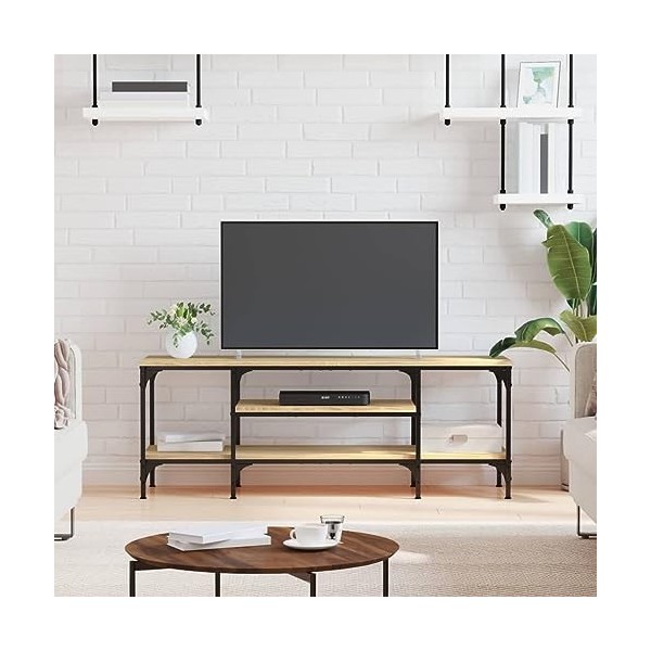 vidaXL Meuble TV chêne Sonoma 121x35x45 cm Bois dingénierie et Fer