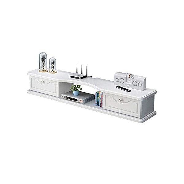 Meuble TV Meuble TV Unités Murales pour Salon Fixé Au Mur Set-Top Box Rack Meuble TV Cloison Flottante/Blanc/100X24X18Cm wwyy