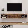 Support De Rangement pour Centre De Divertissement Étagère TV Flottante, Console Multimédia en Bois, Meuble TV De Rangement H