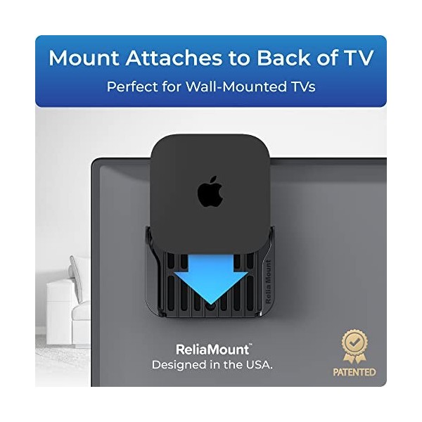 ReliaMount Pour Apple TV - Support compatible avec toutes les générations dApple TV y compris tous les modèles Apple TV 4K 