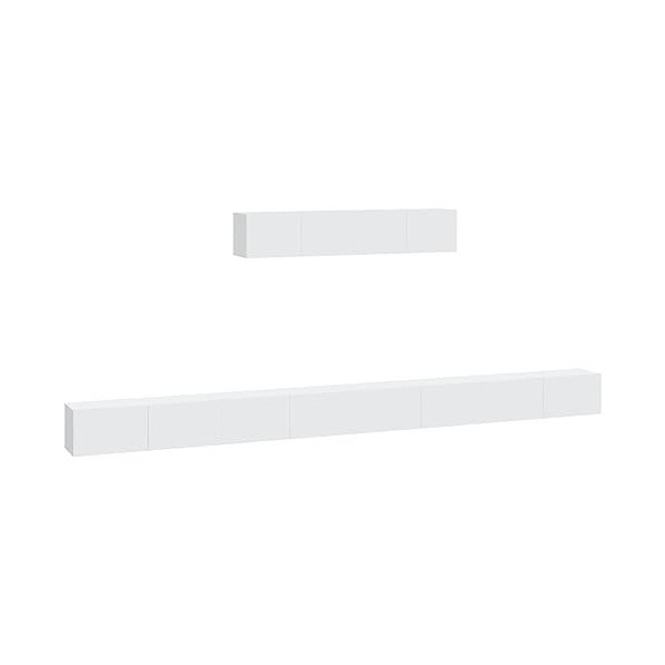 Ensemble de Meubles TV 6 pcs Blanc Bois dingénierie - Armoire Basse Centre de Divertissement Meuble Stéréo Salon Salle de Sé