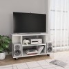 Keyur Meuble TV, Meuble TV Meuble TV Console de Rangement Meuble TV Meuble TV Meuble TV à roulettes Blanc Haute Brillance 80x