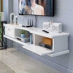 JUNNIU Meuble TV Mural Console multimédia Murale avec 2 Portes, 39.3/47.2/55.1In Blanc Meuble TV Mural, Composant de Meuble T