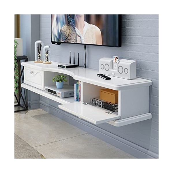 JUNNIU Meuble TV Mural Console multimédia Murale avec 2 Portes, 39.3/47.2/55.1In Blanc Meuble TV Mural, Composant de Meuble T