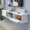 JUNNIU Meuble TV Mural Console multimédia Murale avec 2 Portes, 39.3/47.2/55.1In Blanc Meuble TV Mural, Composant de Meuble T
