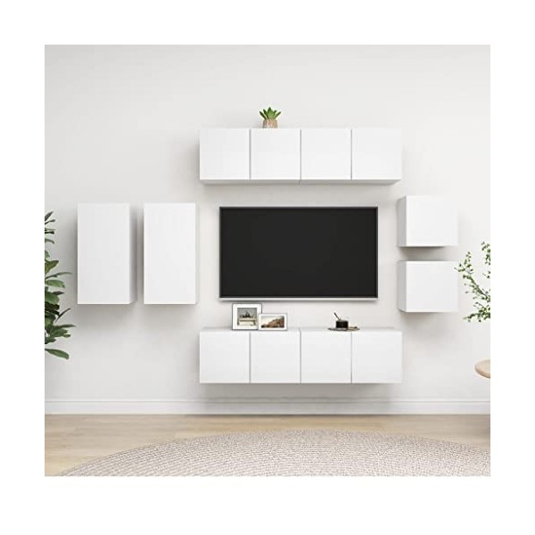 Meuble Tv,Blanc Tv,Comme Espace de Rangement, Meuble Bas Suspendu Ou Debout, Buffet Salon,Meuble TV Suspendu,Support de Télév