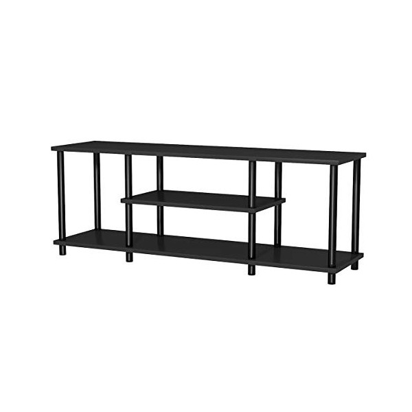 GOPLUS Meuble TV à 3 Niveaux,Table Console Multimédia Industriel Rustique pour Téléviseurs jusquà 50 Pouces, Banc TV sans Ou