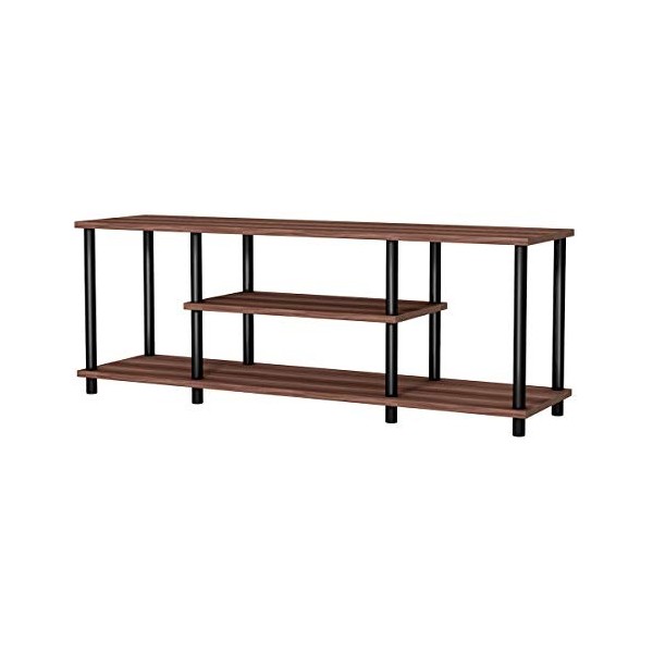 GOPLUS Meuble TV à 3 Niveaux,Table Console Multimédia Industriel Rustique pour Téléviseurs jusquà 50 Pouces, Banc TV sans Ou