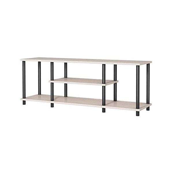 GOPLUS Meuble TV à 3 Niveaux,Table Console Multimédia Industriel Rustique pour Téléviseurs jusquà 50 Pouces, Banc TV sans Ou