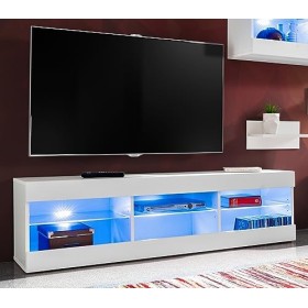 ExtremeFurniture Open SET4 Meuble TV, Carcasse en Blanc Mat/Façade en Blanc Mat sans LED