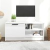 Maxspace TV Meuble, Meuble Tele, Meuble TV Chambre, Meuble TV IindustrielBlanc Brillant 80x35x36,5 cm Bois dingénierieConvie