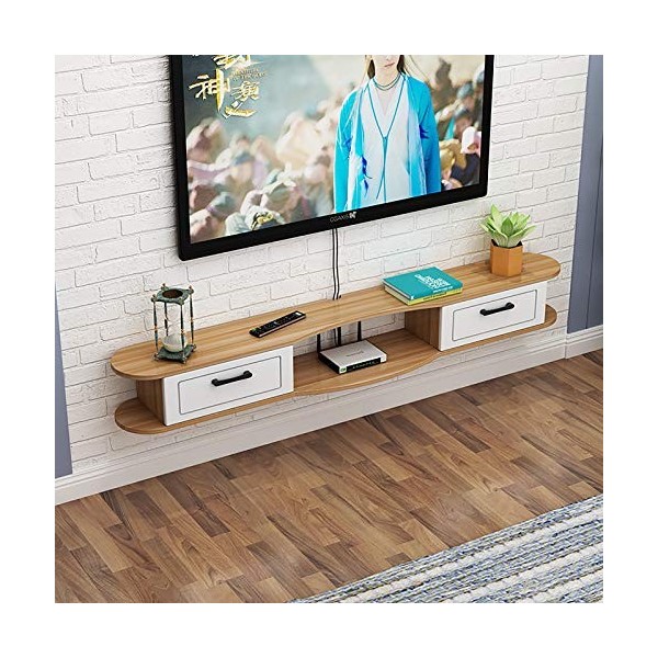 EsEntL Meuble TV, Meuble Bas TV, étagères flottantes, étagère Flottante pour Meuble TV, Console multimédia TV Murale, Gain de