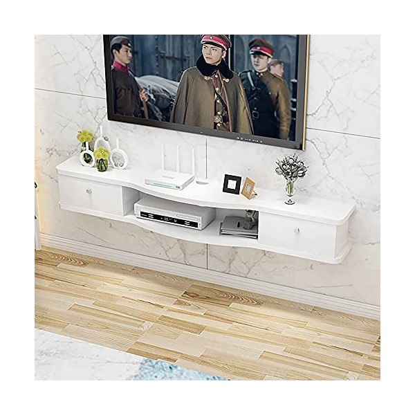 EsEntL Meuble TV Flottant, unité de Rangement Murale pour TV, Meuble TV Mural Mat, étagère de Rangement multimédia en Bois, u