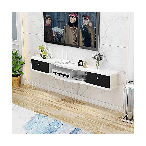 EsEntL Meuble TV Flottant, unité de Rangement Murale pour TV, Meuble TV Mural Mat, étagère de Rangement multimédia en Bois, u