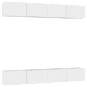 lvssiao Meuble TV pour salon, meubles pour TV 4 pièces aggloméré Blanc 100 x 30 x 30 cm Très résistant Module TV pour chambre