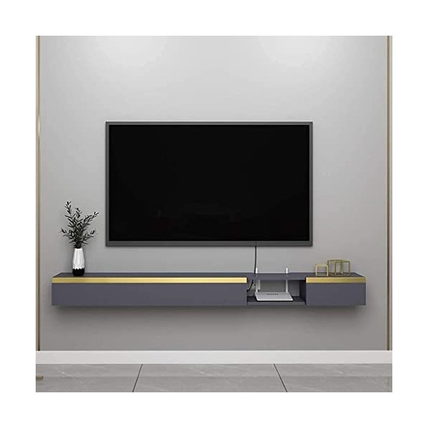 Meuble TV, Meuble Bas TV, étagères flottantes, Console TV Flottante, Meuble TV Mural/Support Suspendu/décodeur, Console multi