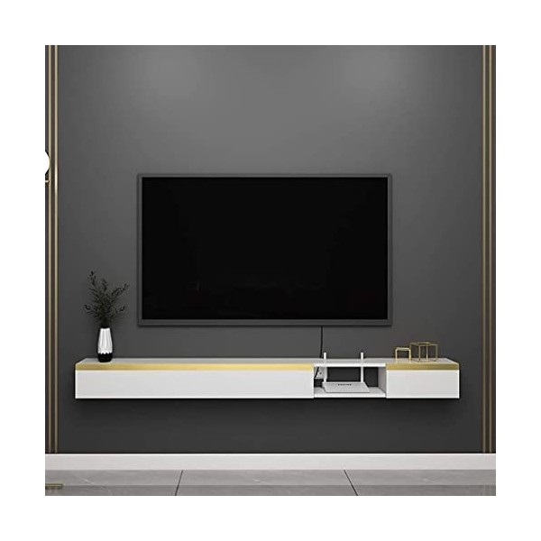Meuble TV, Meuble Bas TV, étagères flottantes, Console TV Flottante, Meuble TV Mural/Support Suspendu/décodeur, Console multi