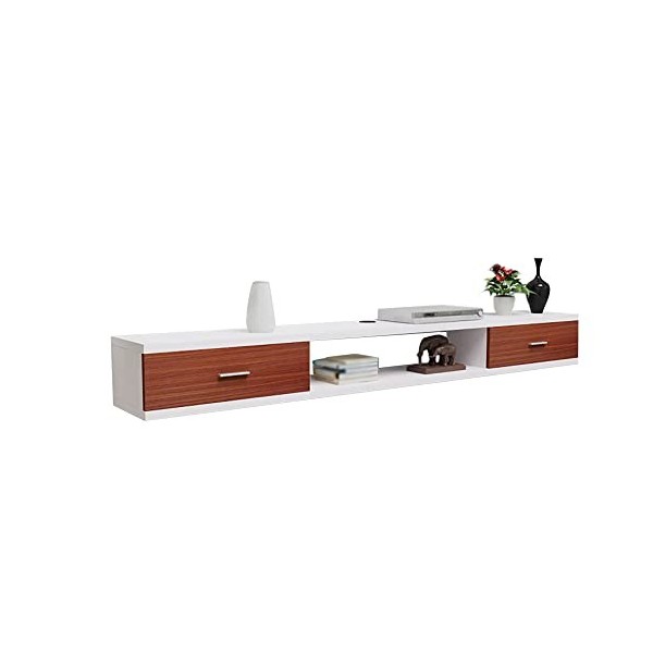 EsEntL Meuble TV Flottant, Conception à Deux Couches, Meuble TV Mural de Type tiroir avec Trou pour câble, adapté au Stockage