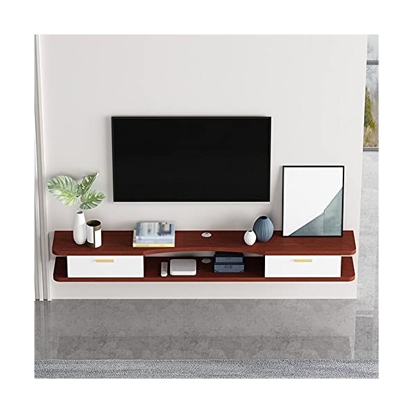 EsEntL Étagère de Rangement multimédia, Meuble TV Mural à Double tiroir avec Trou pour Fil, Applicable au projecteur télécomm