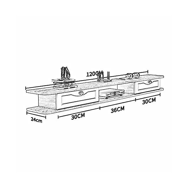 EsEntL Meuble TV Mural, unité de Divertissement Flottante Mate, étagère de Rangement pour Salon, Bureau, Chambre à Coucher, p