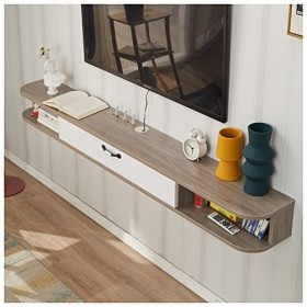 Meuble TV Suspendu Meuble De Télévision Flottant Console De Centre De Divertissement Autoportante Moderne avec Compartiments 