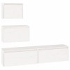 JUNZAI Meubles TV 4 pcs Blanc Bois Massif de pin,Meuble TV,Table Basse Salon Meuble TV,Table Basse LED Couleurs