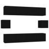 ZEYUAN Ensemble de Meubles TV 6 pcs Noir Bois dingénierie,Meuble TV,Table Basse Salon Meuble TV,Table Basse LED Couleurs