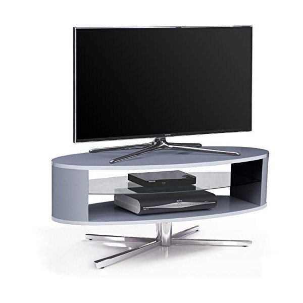 MDA Designs Orbit 1100GG Meuble TV avec côtés gris elliptiques pour écrans plats jusquà 55" Gris