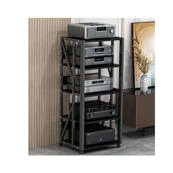 YCOVSFP Armoire De Composant De Cadre dangle De Support Multimédia AV À 5 Couches avec Étagère en Bois Réglable en Hauteur,
