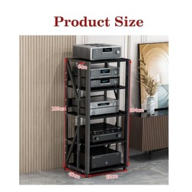 YCOVSFP Armoire De Composant De Cadre dangle De Support Multimédia AV À 5 Couches avec Étagère en Bois Réglable en Hauteur, 