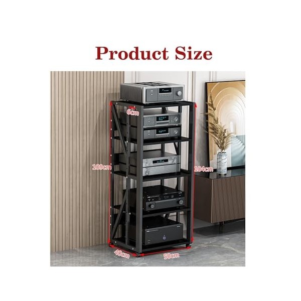 YCOVSFP Armoire De Composant De Cadre dangle De Support Multimédia AV À 5 Couches avec Étagère en Bois Réglable en Hauteur,
