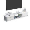 Uvency Meuble Tv Mural Console Multimédia Murale Avec 2 Portes, 39,3/47,2/55,1 Pouces Meuble Tv Mural Blanc, Étagère Flottant