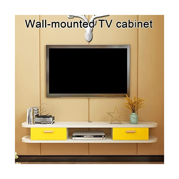 Meuble TV Flottant Étagère de Meuble de Télévision Flottante Étagère de Télévision Murale Centre de Divertissement Routeur Ét