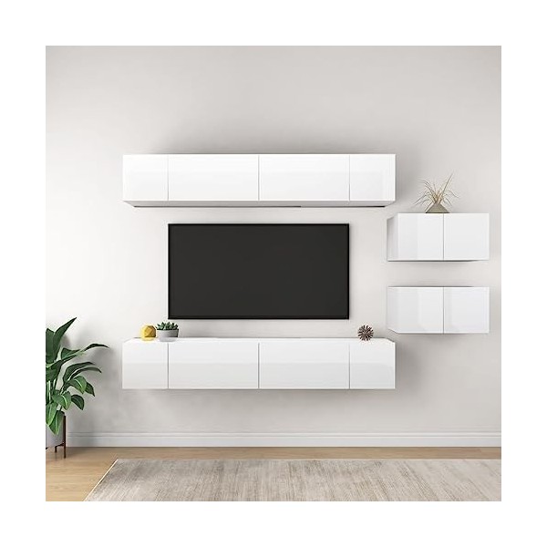 Meuble TV, Meuble TV Suspendu, Meuble TV Blanc, Meuble TV Industriel, Meubles de Salon, Salon, Chambre, Cadre en Acier, vidaX