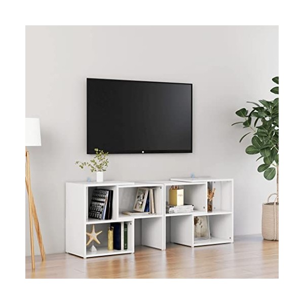 Keyur Meuble TV, Banc TV Buffet Bas Support de Télévision Meuble Télé Meuble TV Blanc Brillant 104x30x52 cm Aggloméré