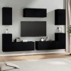 Ensemble de Meubles TV 7 pcs Noir Bois dingénierie - Banc TV avec Rangement Meuble Télé, Convient pour Salon ou Chambre