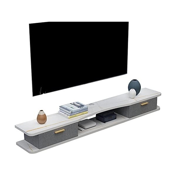 Suuim Meuble TV Mural, Meuble TV Flottant, étagère de Composants, Meuble TV Mural avec 2 Portes, Meuble TV Suspendu, étagère 